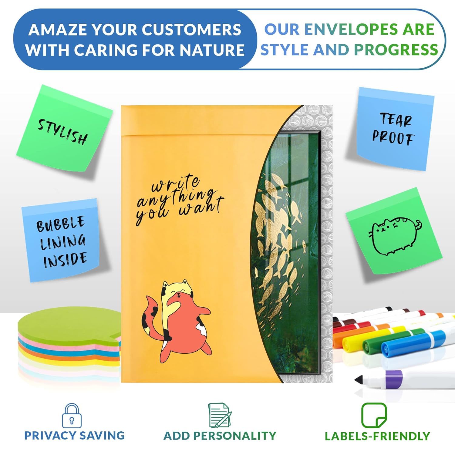 Kraft Bubble Mailer 14.25 x 19 Inch, Pack of 10 Yellow Kraft Bubble Mailers with Sturdy Adhesive, Waterproof Padded Mailing Envelopes, Laconic Padded 