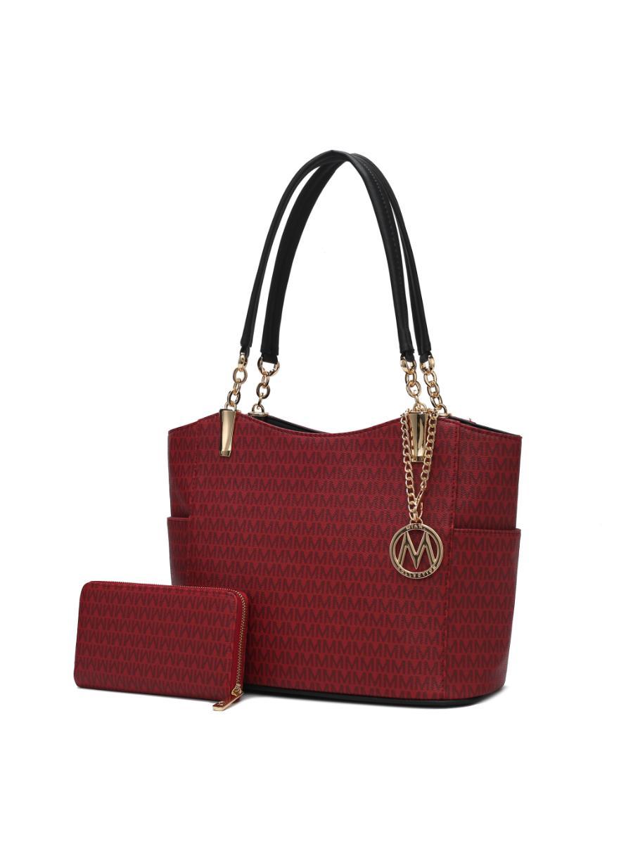 MKF Collection Savannah M Logo Printed Women Tote and Wristlet Wallet by Mia k