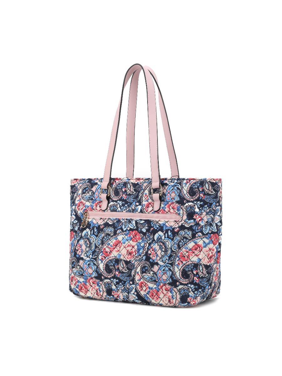 MKF Collection Hallie Quilted Cotton Botanical Pattern Women Tote Bag by Mia k