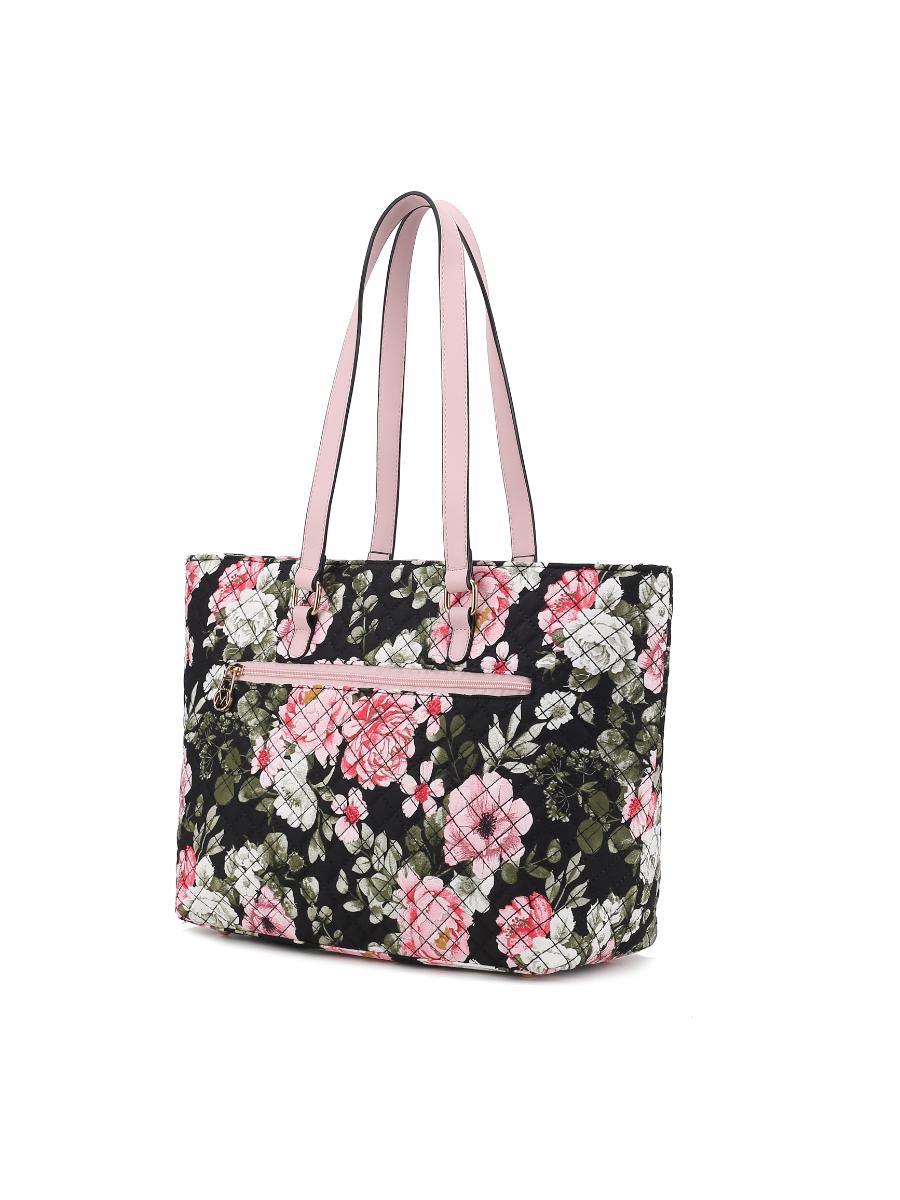 MKF Collection Hallie Quilted Cotton Botanical Pattern Women Tote Bag by Mia k