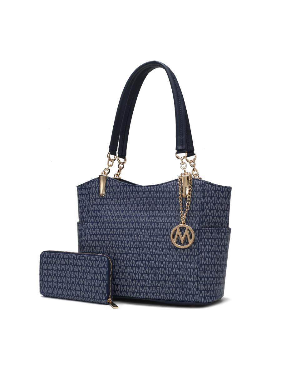 MKF Collection Savannah M Logo Printed Women Tote and Wristlet Wallet by Mia k