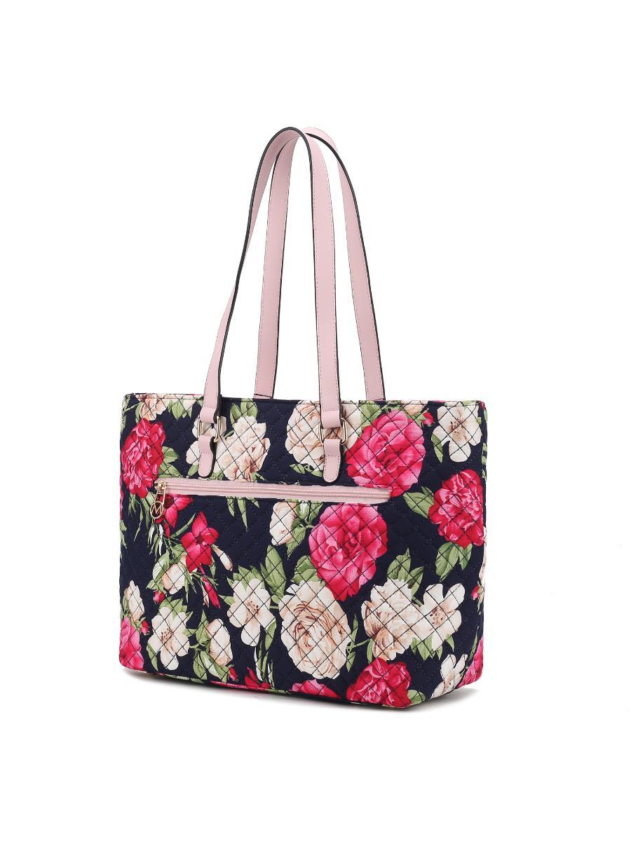 MKF Collection Hallie Quilted Cotton Botanical Pattern Women Tote Bag by Mia k