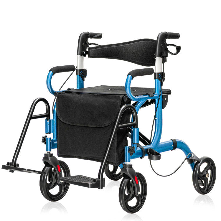 Folding Rollator Walker with 8-inch Wheels and Seat