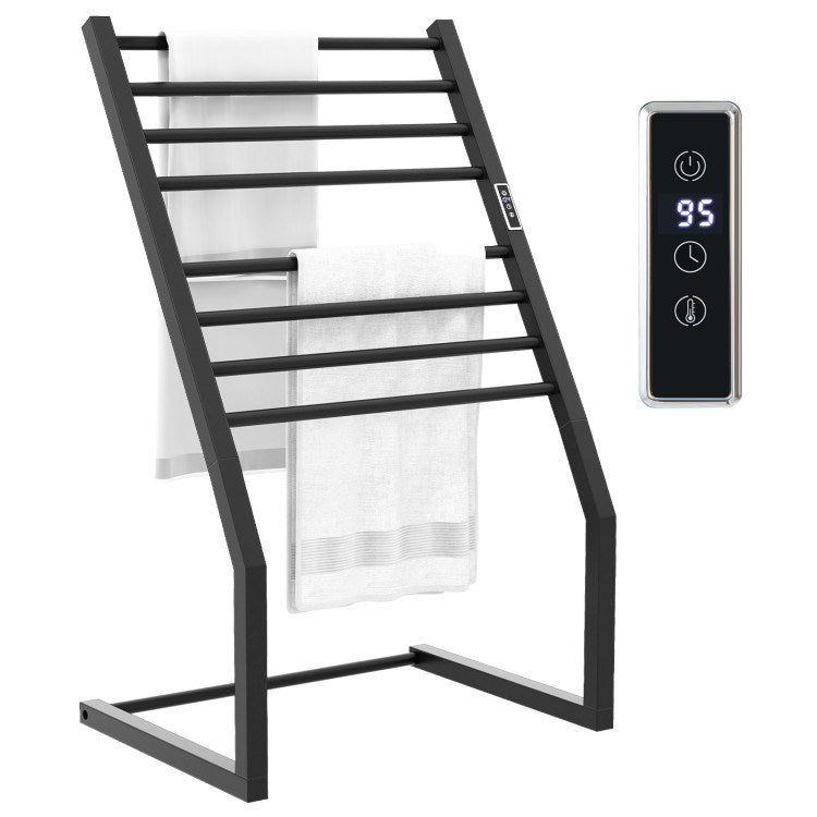 8 Bars Freestanding Wall Mounted Towel Warmer Rack with LED Display