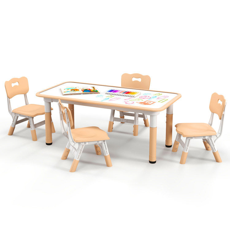 Kids Table and Chairs Set for 4 with Graffiti Desktop