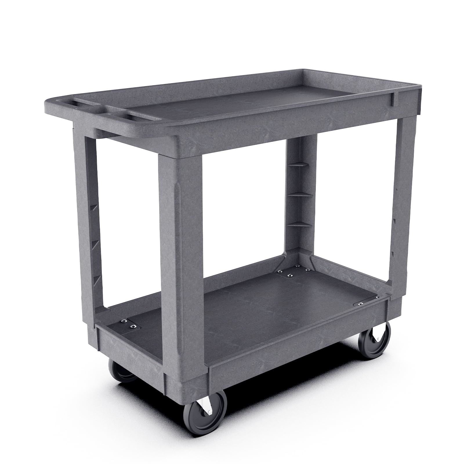 2 Shelf Utility Cart Heavy Duty Rolling Cart  Storage Service Cart w/Deep Shelves for Warehouse Workshop Cleaning Office Restaurant Commercial Moving 600lbs Capacity