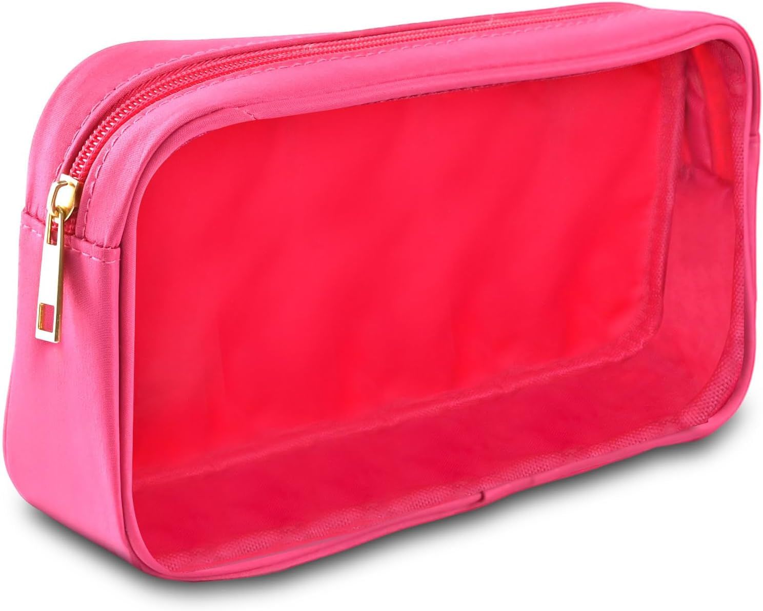 2PCS Clear Travel Makeup Organizer Bag for Purse, Small Nylon PVC Cosmetic Travel Bag Toiletry Bag with Zipper, Preppy Transparent Makeup Travel Bag Coin Purse