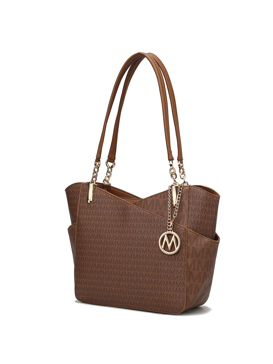 MKF Collection Jules M Logo Printed Vegan Leather Women Tote Bag by Mia k