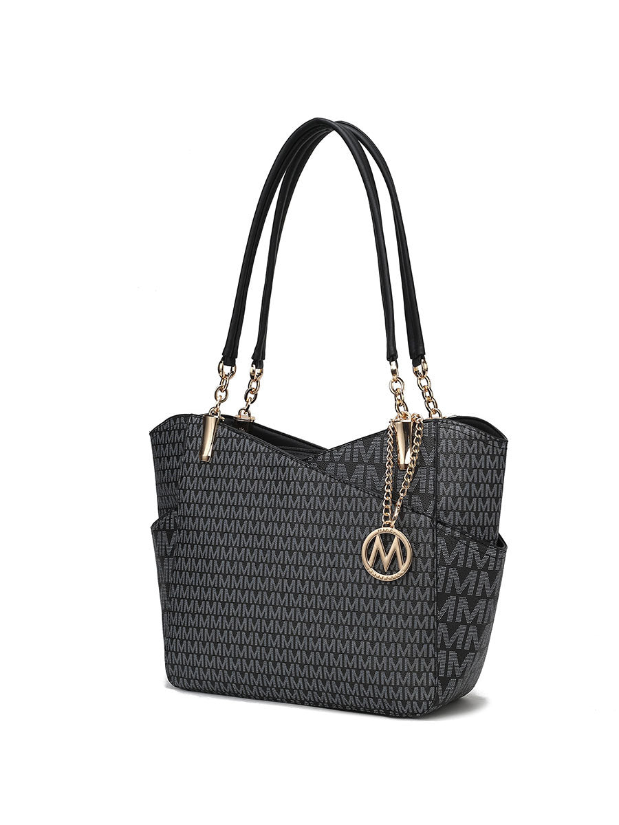 MKF Collection Jules M Logo Printed Vegan Leather Women Tote Bag by Mia k