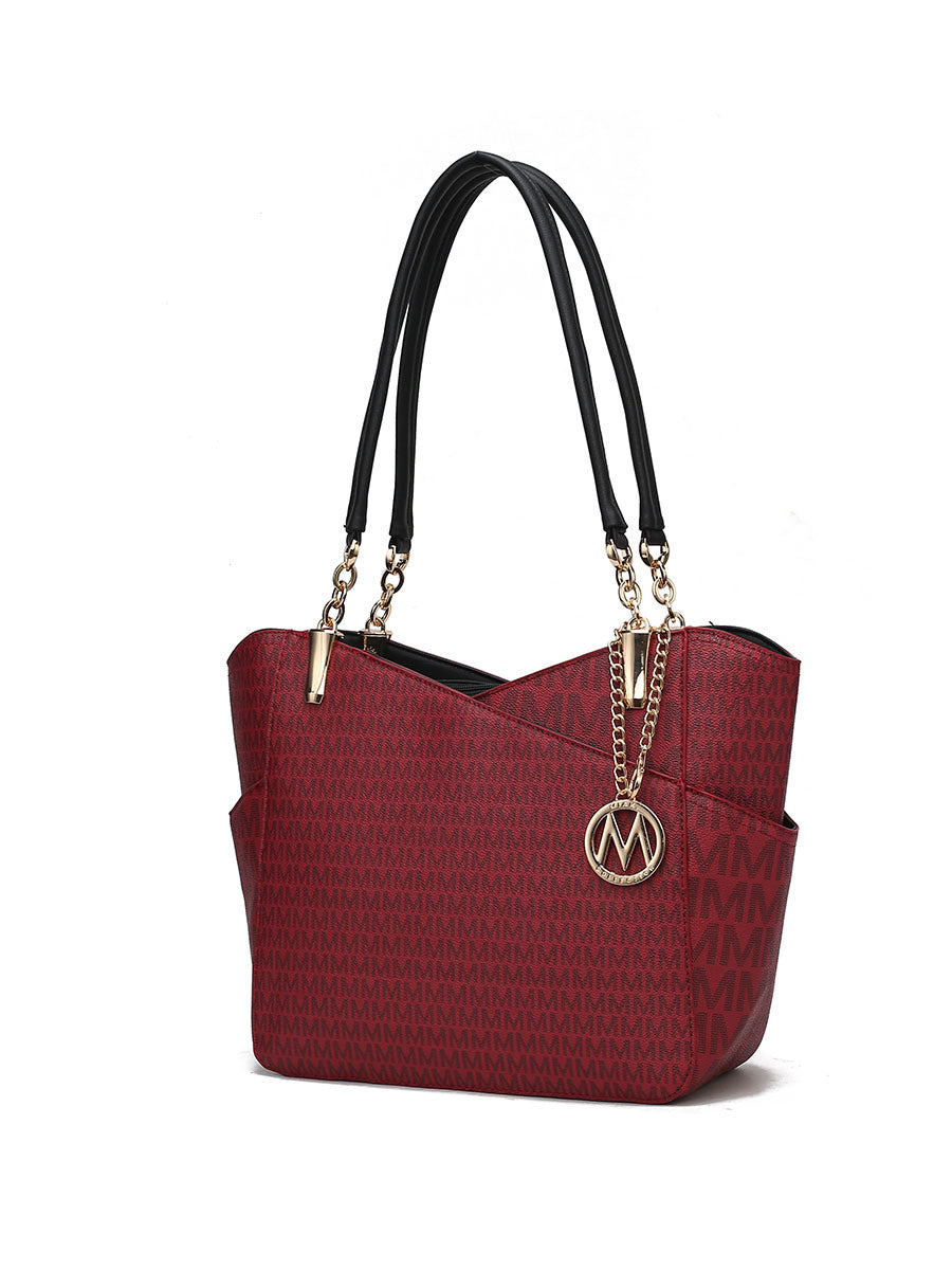 MKF Collection Jules M Logo Printed Vegan Leather Women Tote Bag by Mia k