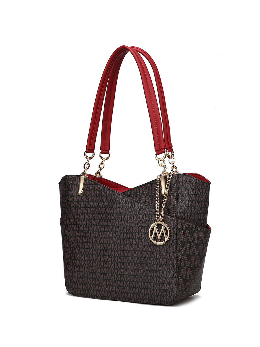 MKF Collection Jules M Logo Printed Vegan Leather Women Tote Bag by Mia k