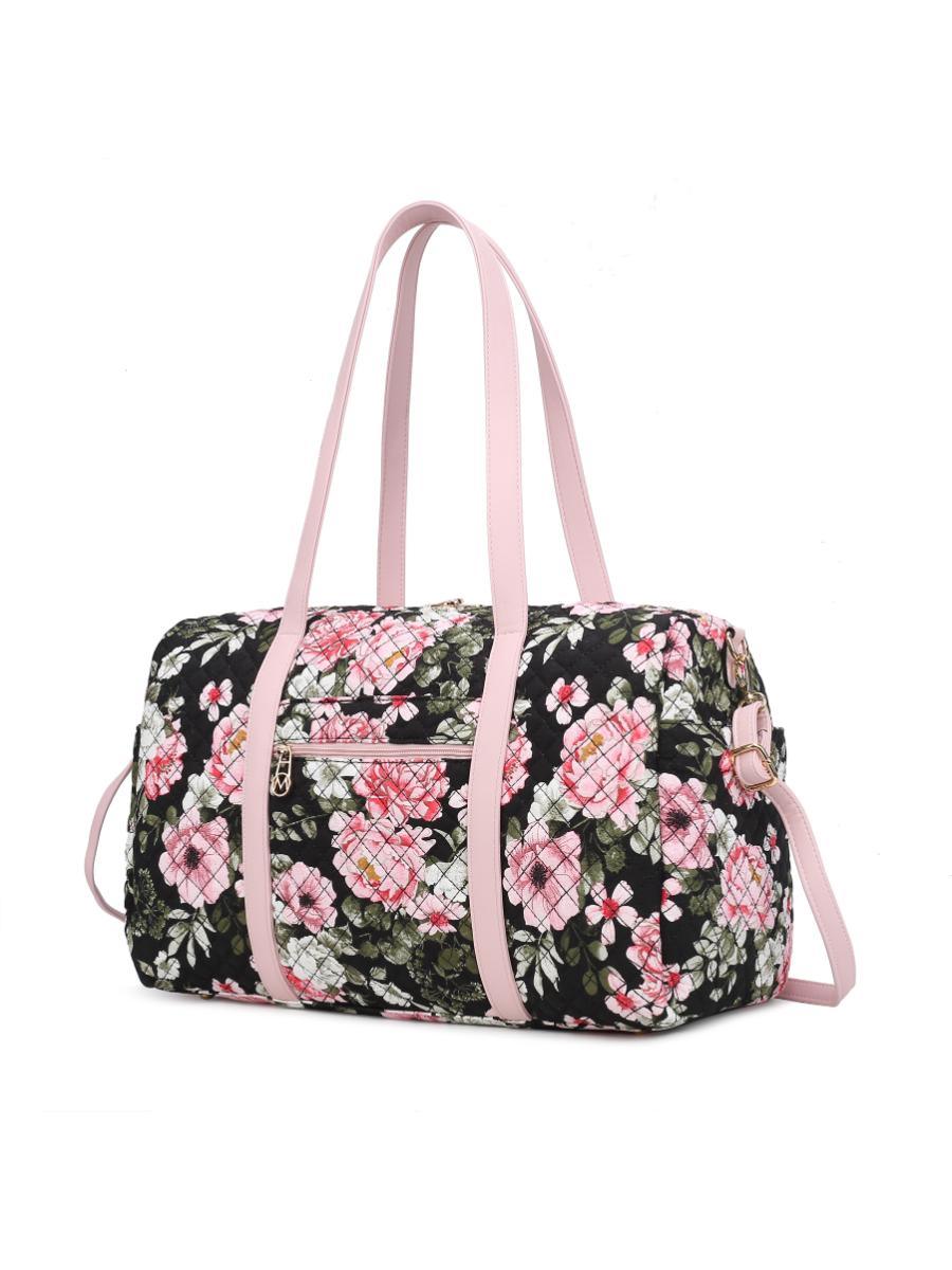 MKF Collection Khelani Quilted Cotton Botanical Pattern Women Duffle Bag by Mia k