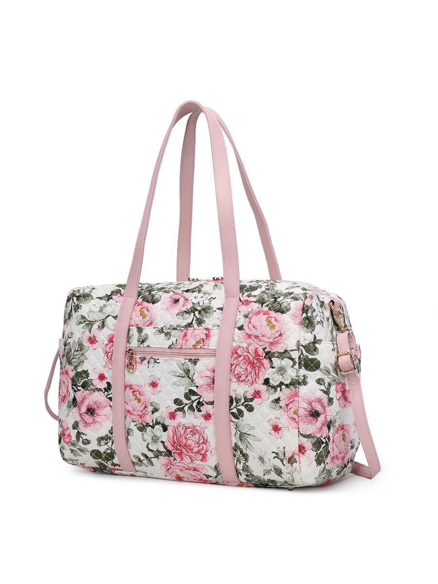 MKF Collection Khelani Quilted Cotton Botanical Pattern Women Duffle Bag by Mia k