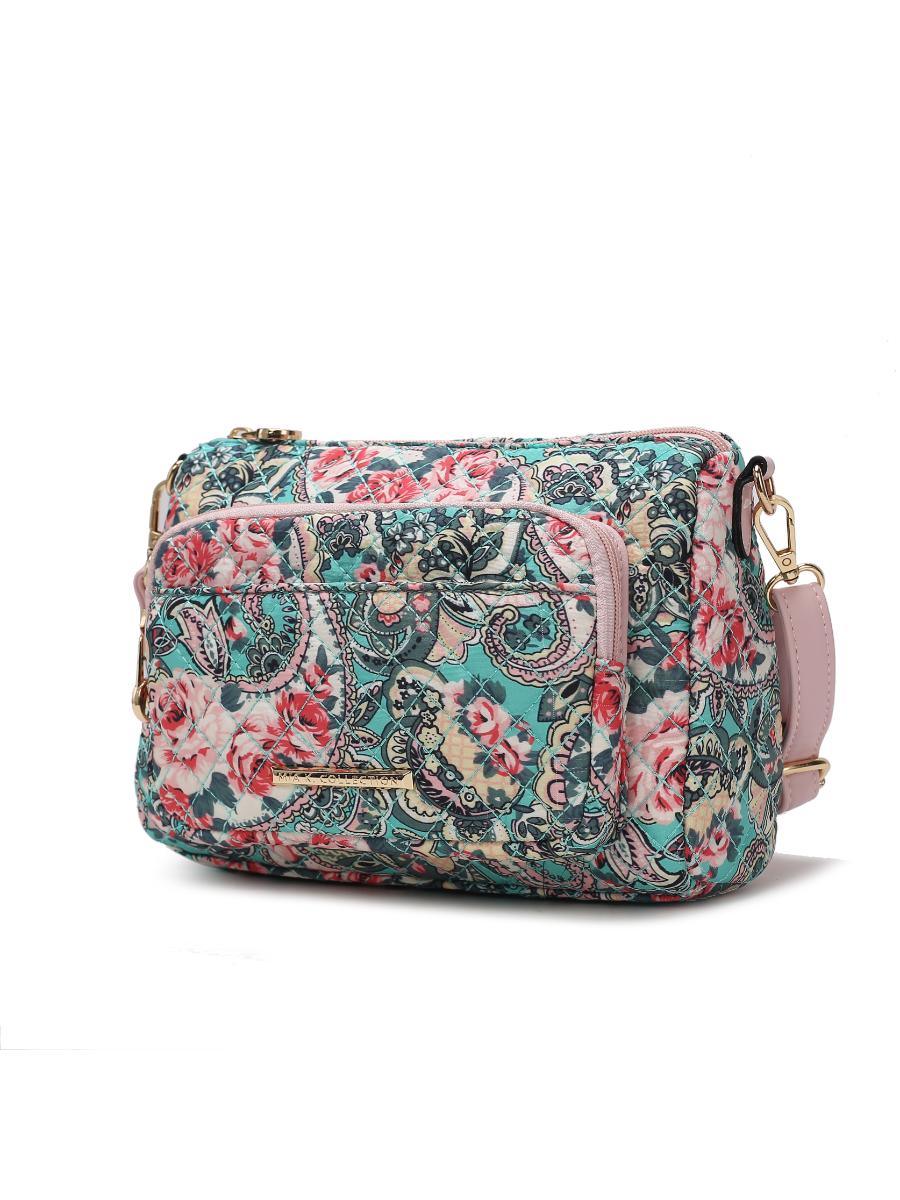 MKF Collection Rosalie Cotton Botanical Pattern Women Shoulder Handbag by Mia k