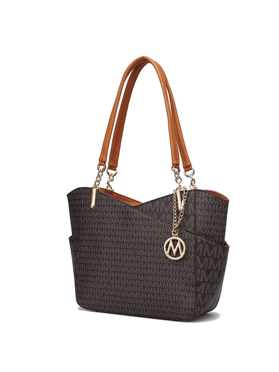 MKF Collection Jules M Logo Printed Vegan Leather Women Tote Bag by Mia k