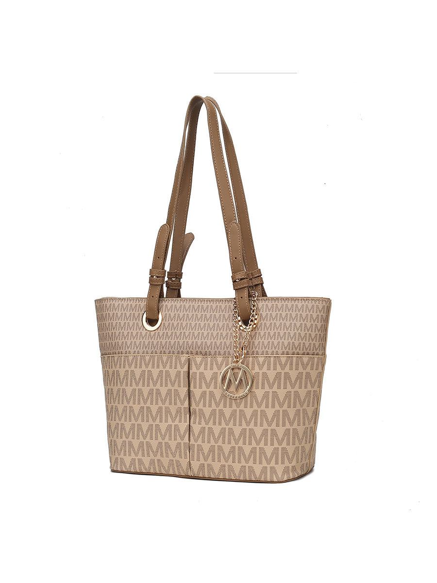 MKF Collection Lori M logo Printed Vegan Leather Women Tote by Mia k