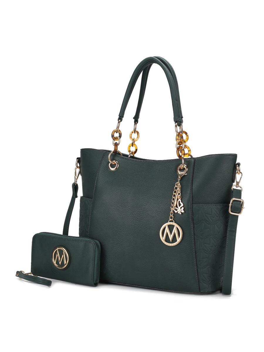 MKF Collection Merlina Embossed pockets Vegan Leather Women Tote Bag with Wallet by Mia k