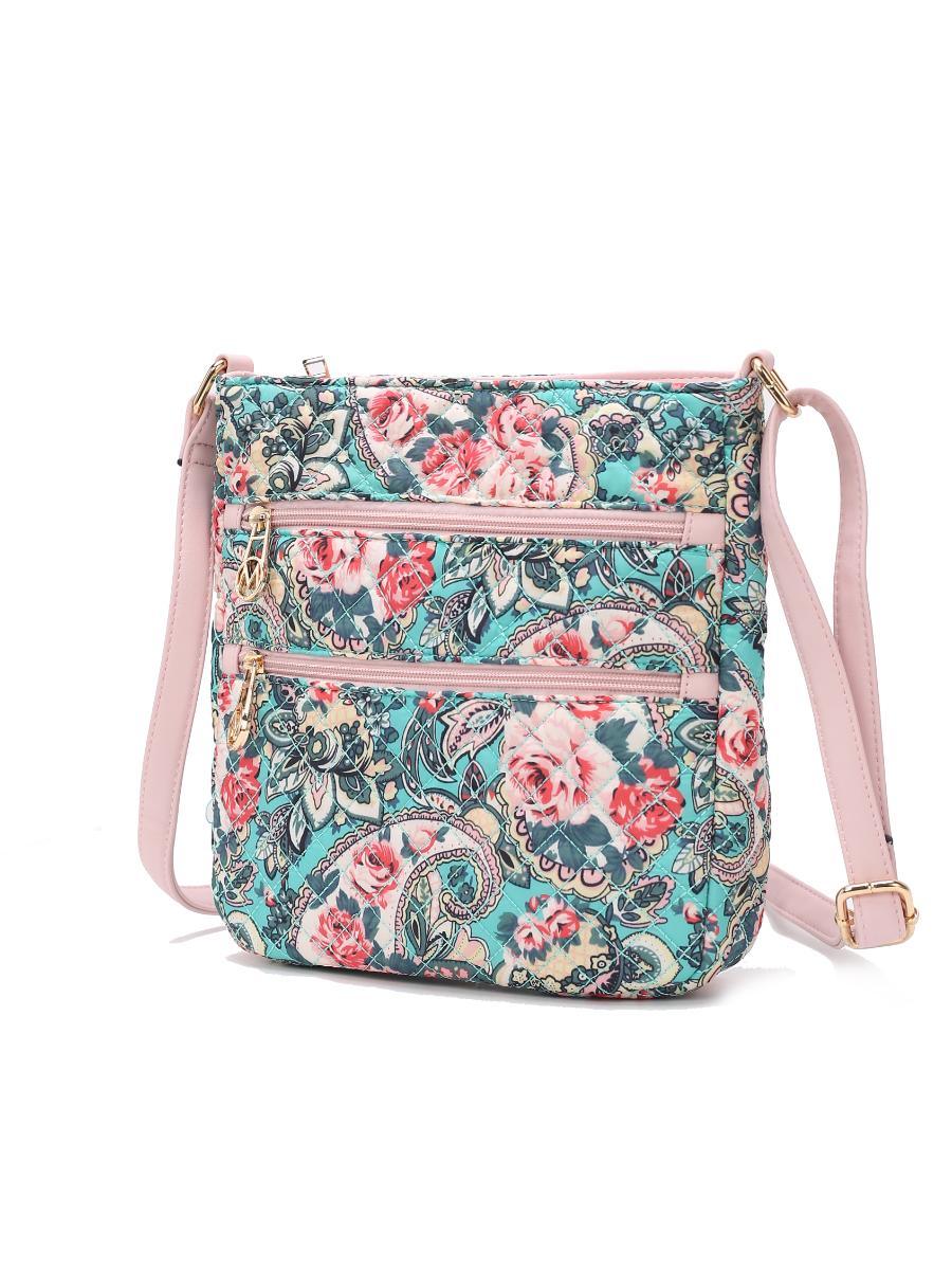 MKF Collection Lainey Quilted Cotton Botanical Pattern Women Crossbody by Mia k