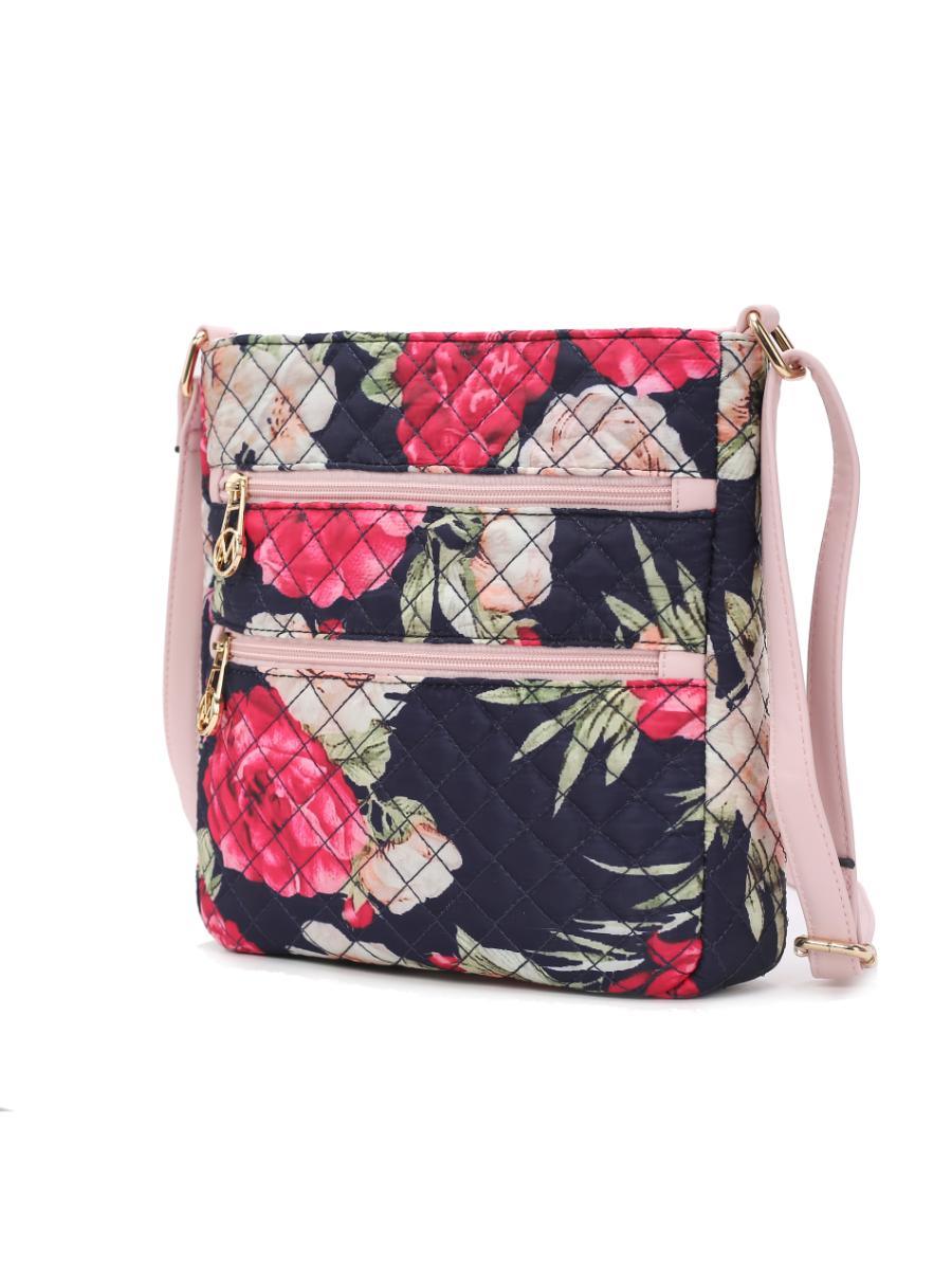 MKF Collection Lainey Quilted Cotton Botanical Pattern Women Crossbody by Mia k