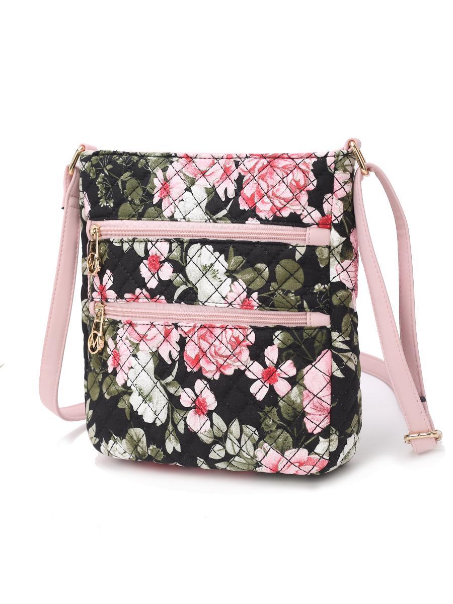 MKF Collection Lainey Quilted Cotton Botanical Pattern Women Crossbody by Mia k