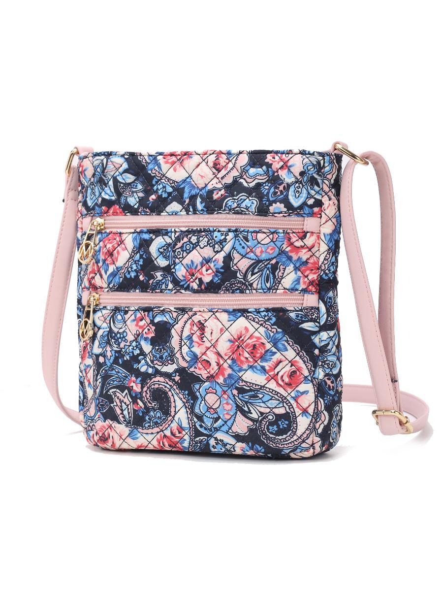 MKF Collection Lainey Quilted Cotton Botanical Pattern Women Crossbody by Mia k