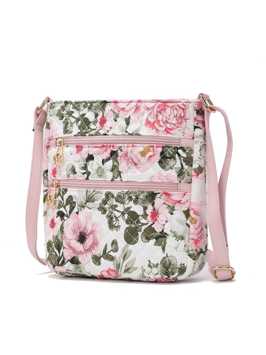 MKF Collection Lainey Quilted Cotton Botanical Pattern Women Crossbody by Mia k