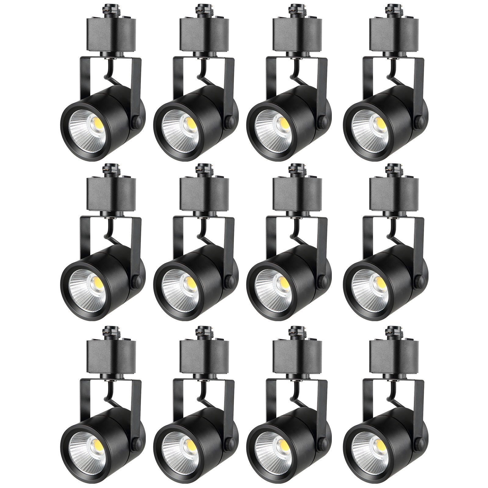 VEVOR LED Track Lighting Heads, 6.5W 3000K 470lm Warm White, Dimmable H Type Track Light Head, CRI85+ True Color Rendering Adjustable Tilt Angle Track Lighting Fixture for Accent Retail, 12 Pack Black