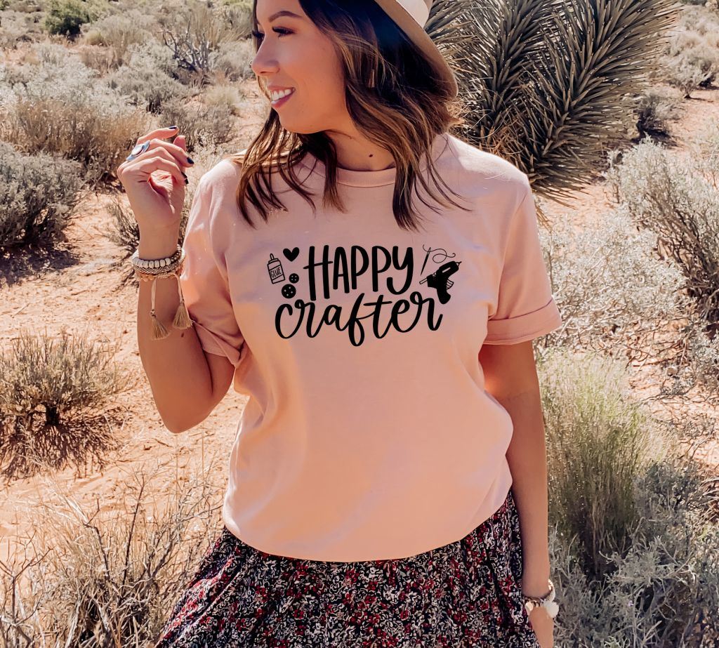 Happy Crafter T-shirt, Outdoors Shirt, Motivational Gift, Crafting Lover Top, Crafter Shirt, Adventure Tee, Gift For Her, Mama Shirt