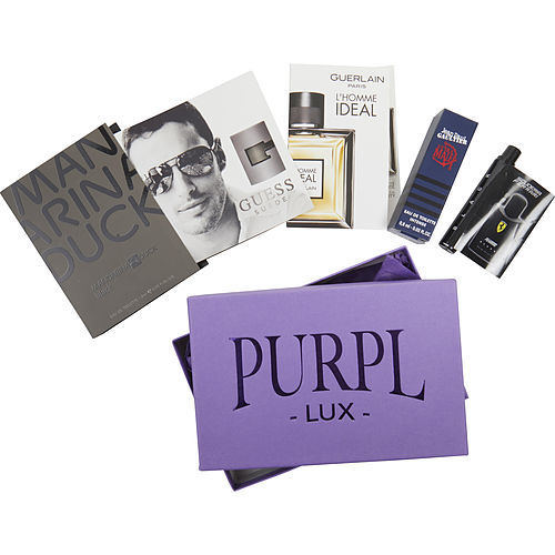 PURPL LUX SUBSCRIPTION BOX FOR MEN by $JEAN PAUL GAULTIER ULTRA MALE - $GUESS SUEDE - $GUERLAIN L'HOMME IDEAL - $FERRARI SCUDERIA BLACK - $MANDARINA DUCK BLACK