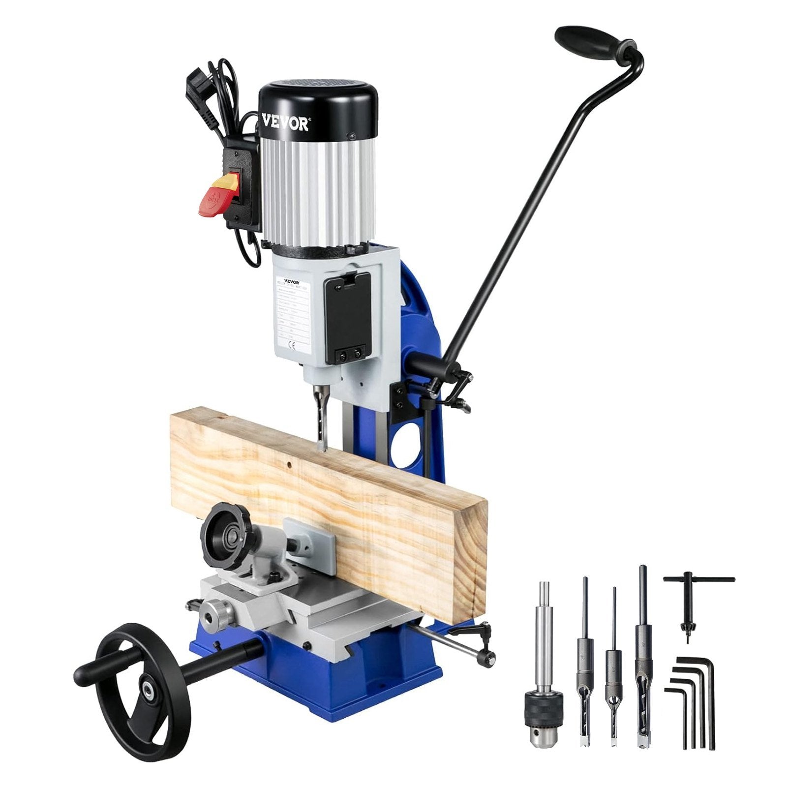 VEVOR Woodworking Mortise Machine, 1/2 HP 1400RPM Powermatic Mortiser, With Movable Work Bench Benchtop Mortising Machine, For Making Round Holes Squa