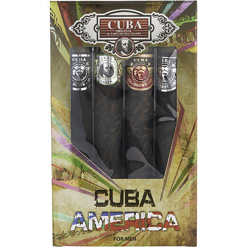 CUBA VARIETY by Cuba 4 PIECE VARIETY WITH CUBA BLACK, BROWN, GREEN, & GREY & ALL ARE EDT SPRAY 1.17 OZ