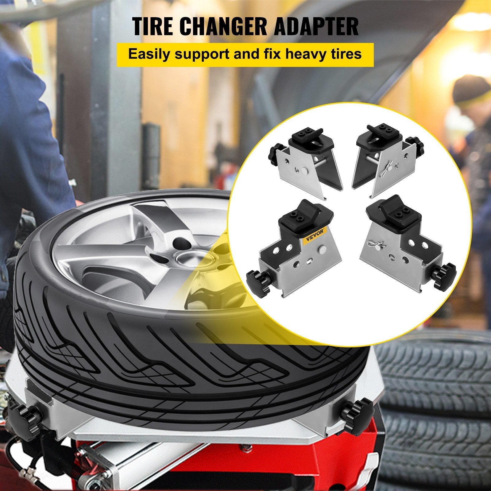 VEVOR Tire Changer Adapter, 4pcs ATV Motorcycle Adapter, Metal Structure Tire Adapter Rim Clamp with a Mount/Demount Duck Head, ATV Tire Adapters with
