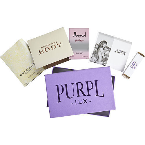 PURPL LUX SUBSCRIPTION BOX FOR WOMEN by - $MEOW - $ALIEN - $BURBERRY BODY - $JENNIFER ANISTON - $BVLGARI