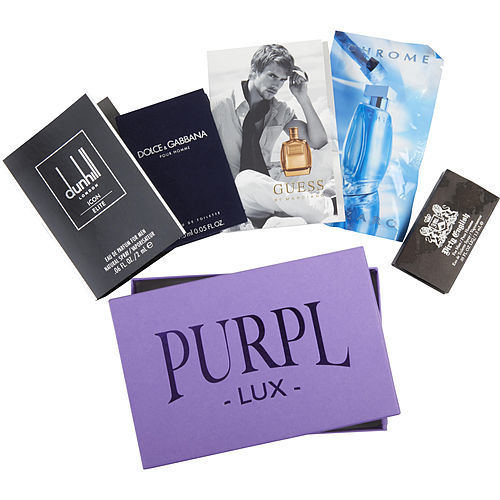 PURPL LUX SUBSCRIPTION BOX FOR MEN by DIRTY ENGLISH & DOLCE & GABBANA & CHROME & DUNHILL ICON ELITE & GUESS BY MARCIANO