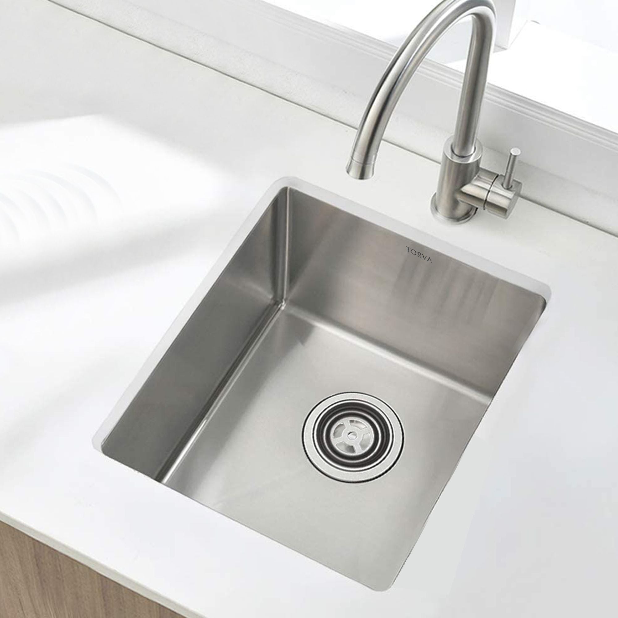 Undermount Sink 15 x 17 x 9 inch - Single Bowl Stainless Steel Sink 16 Gauge - Handmade Kitchen Sink