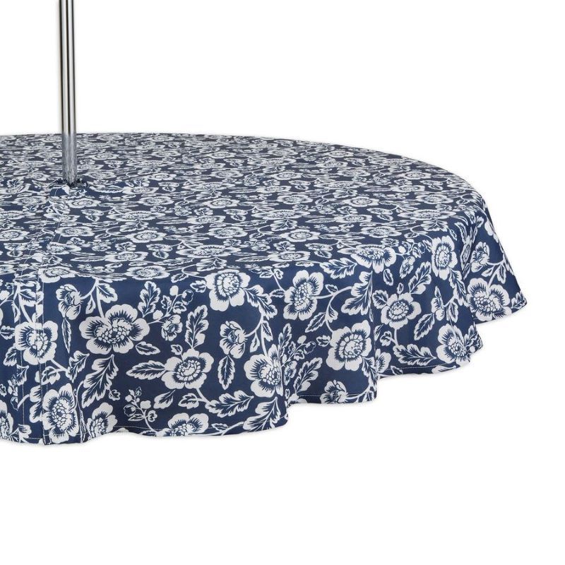 Outdoor Patio Table Decor Tablecloth with Zipper 60 Inch Round