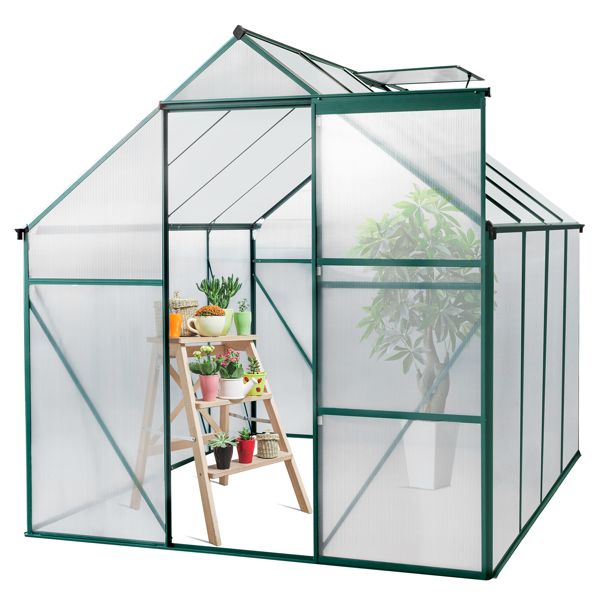 6x8 Hybrid Polycarbonate Greenhouse Green