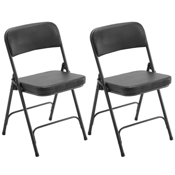 2 Pack Metal Folding Chairs with Padded Seat and Back, for Home and Office, Indoor and Outdoor Events Party Wedding, Black