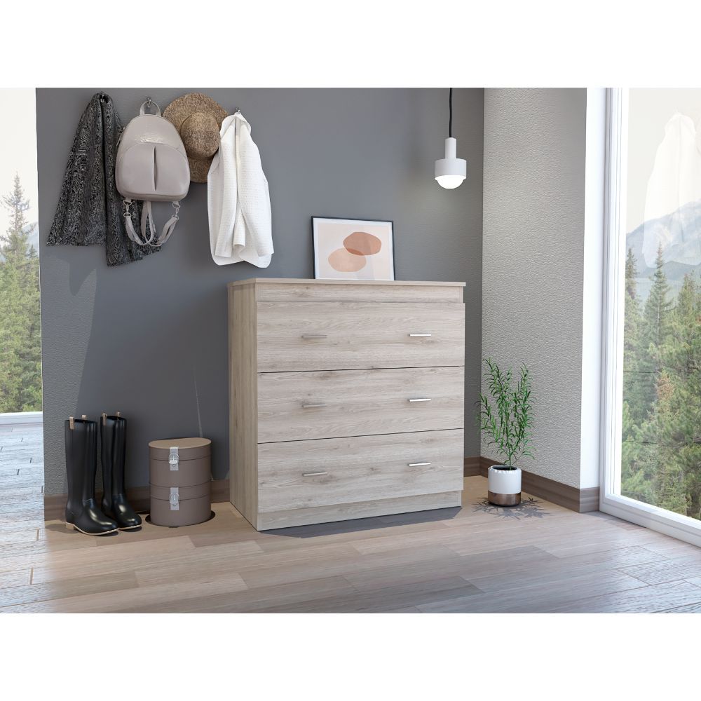 Dove Three Drawer Dresser, Superior Top, Light Gray