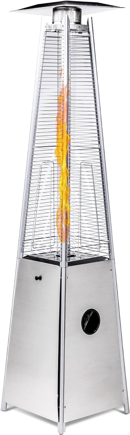 Delta X5 Pyramid Patio Heater, 40,000BTU Outdoor Patio Heater, Quartz Glass Tube Propane Heaters for Patio with Wheels, Triple Protection System, for Patio Backyard Garden Pool