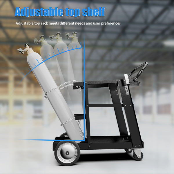 Welding Cart Heavy Duty, Mig Tig Welder Cart for Plasma Cutting Machine with 3-Tier Shelf, Side Hooks and Tank Storage(FBA)