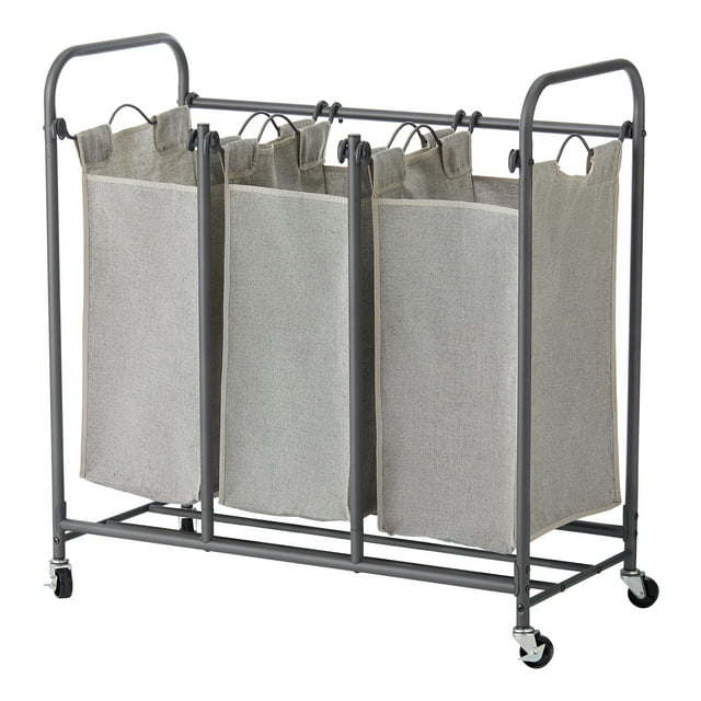 Oversized 3 Bag Wheeled Laundry Sorter