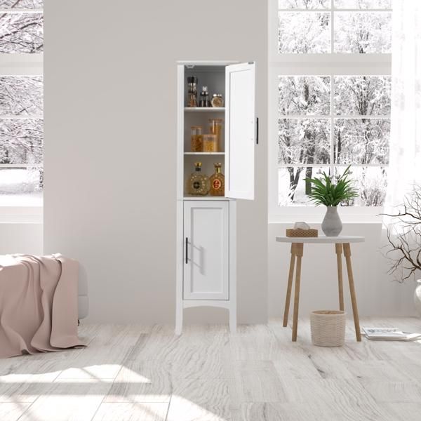 [FCH] Storage Bathroom Cabinet, 2-Door Bathroom High Cabinet, White