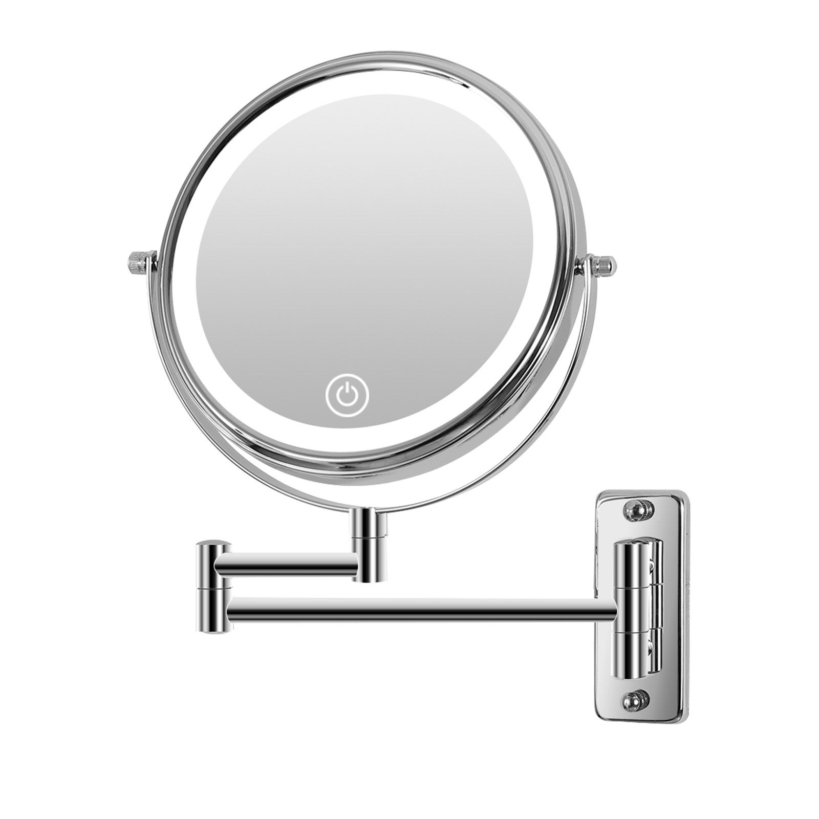 8 Inch Wall-Mounted Makeup Mirror, Double Sided 1x/10x Magnifying Makeup Mirror, 3 Colour Lights Touch Screen Dimmable Bathroom Mirror, 360° Swivel Vanity Mirror Built-In Battery