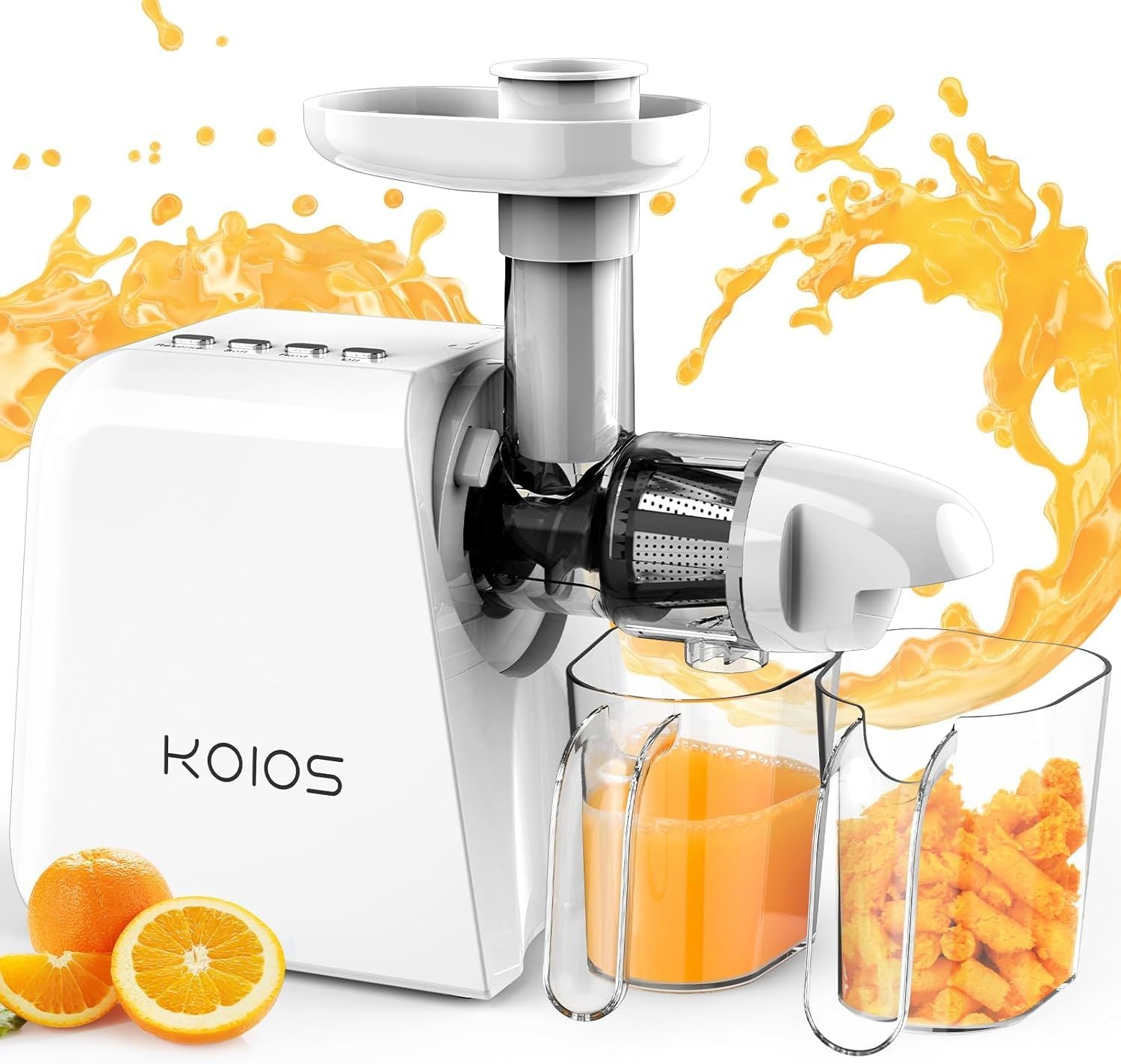 KOIOS Upgraded Juicer Machines, Cold Press Juicer, Slow Masticating Juicers with Two Speed Modes, Juicer Extractor for fruits and veggies, Reverse Function, Full Copper Motor, Easy to Clean with Brush