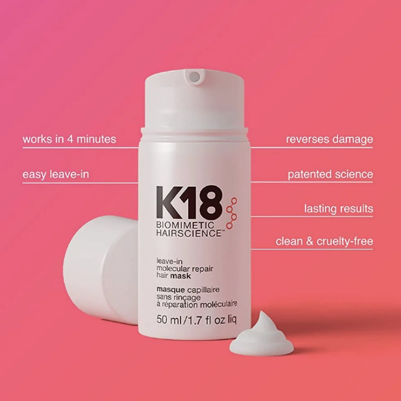 K18 Leave-In Repair Hair Mask Treatment to Repair Dry or Damaged Hair - 4 Minutes to Reverse Hair Damage from Bleach, Color, Chemical Services and Hea