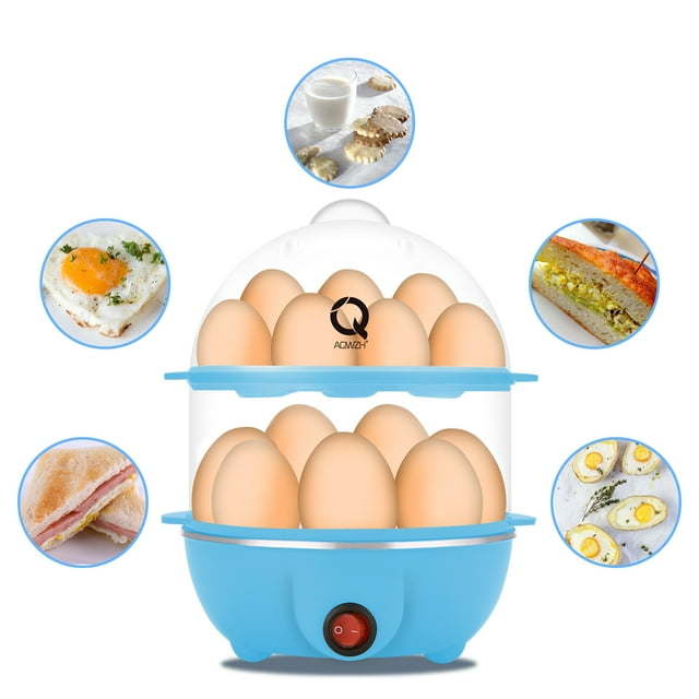 Rapid Egg Cooker Electric for Hard Boiled, Poached, Scrambled Eggs, Omelets, Steamed Vegetables, Seafood, Dumplings, 14 capacity, with Auto Shut Off Feature