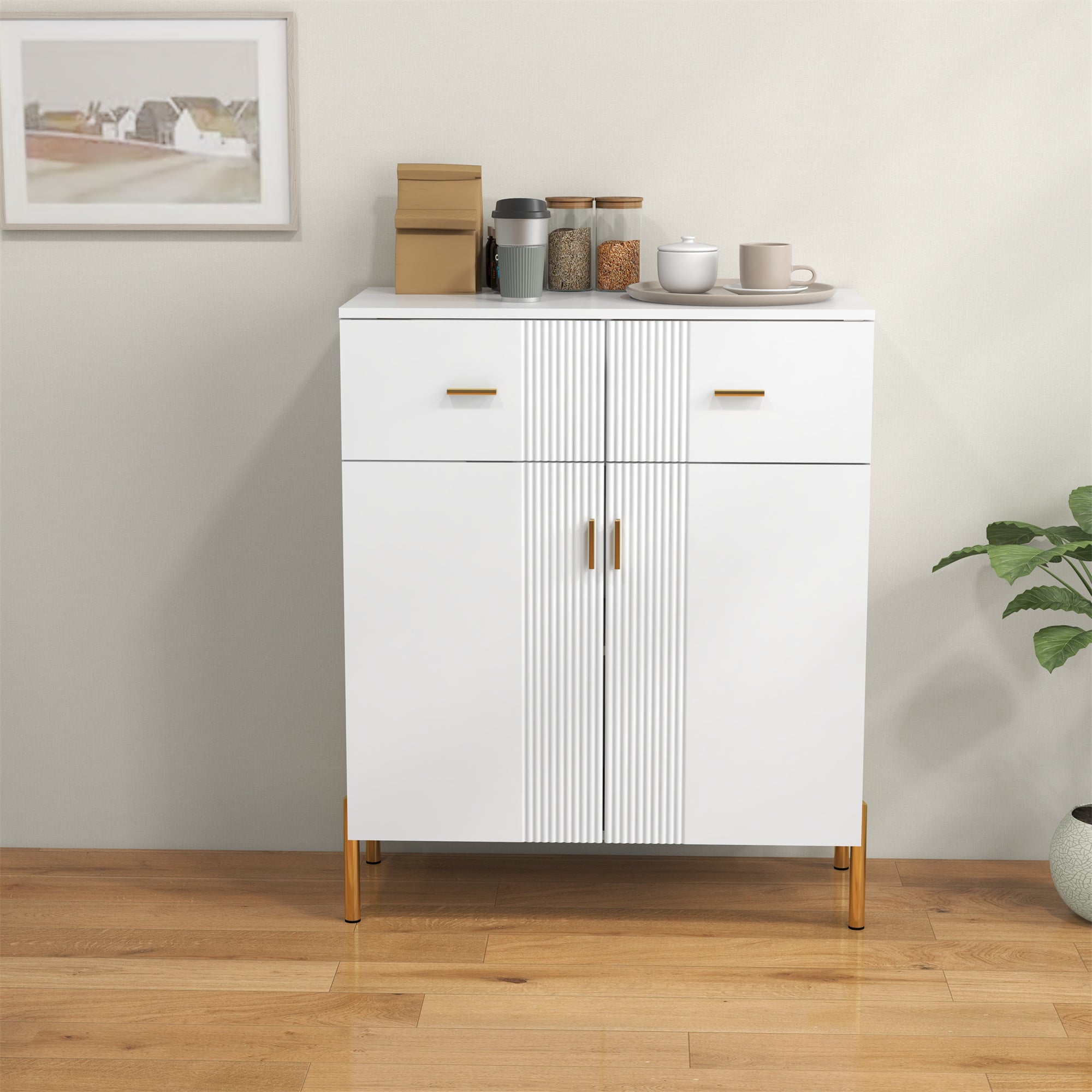 Only Pick Up Two Doors And Two Suction Plastic Accent Side Cabinets,White