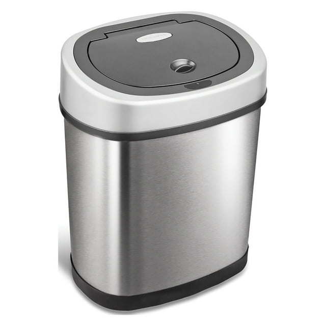 3.2 Gallon / 12 Liter Motion Sensor Oval Trash Can, Fingerprint-Resistant Stainless Steel