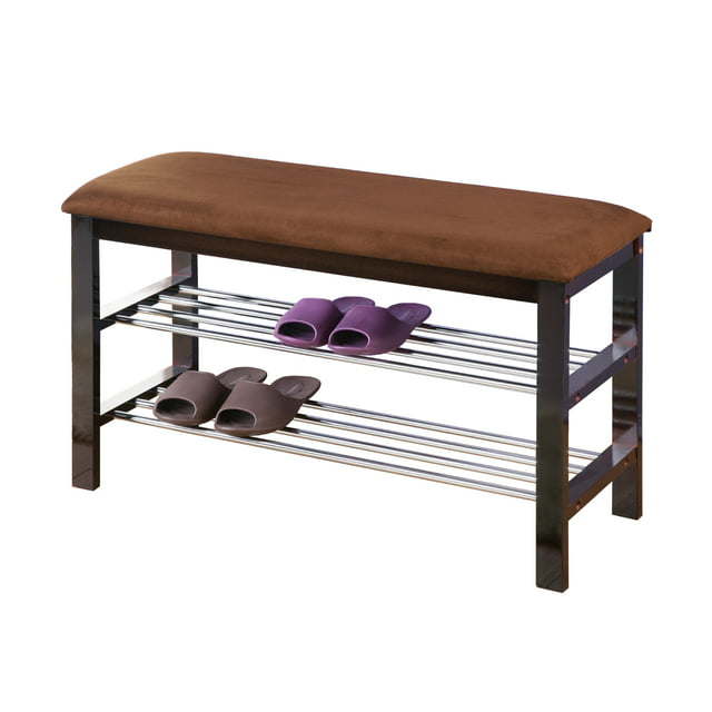 Wood Shoe Bench in Dark Espresso